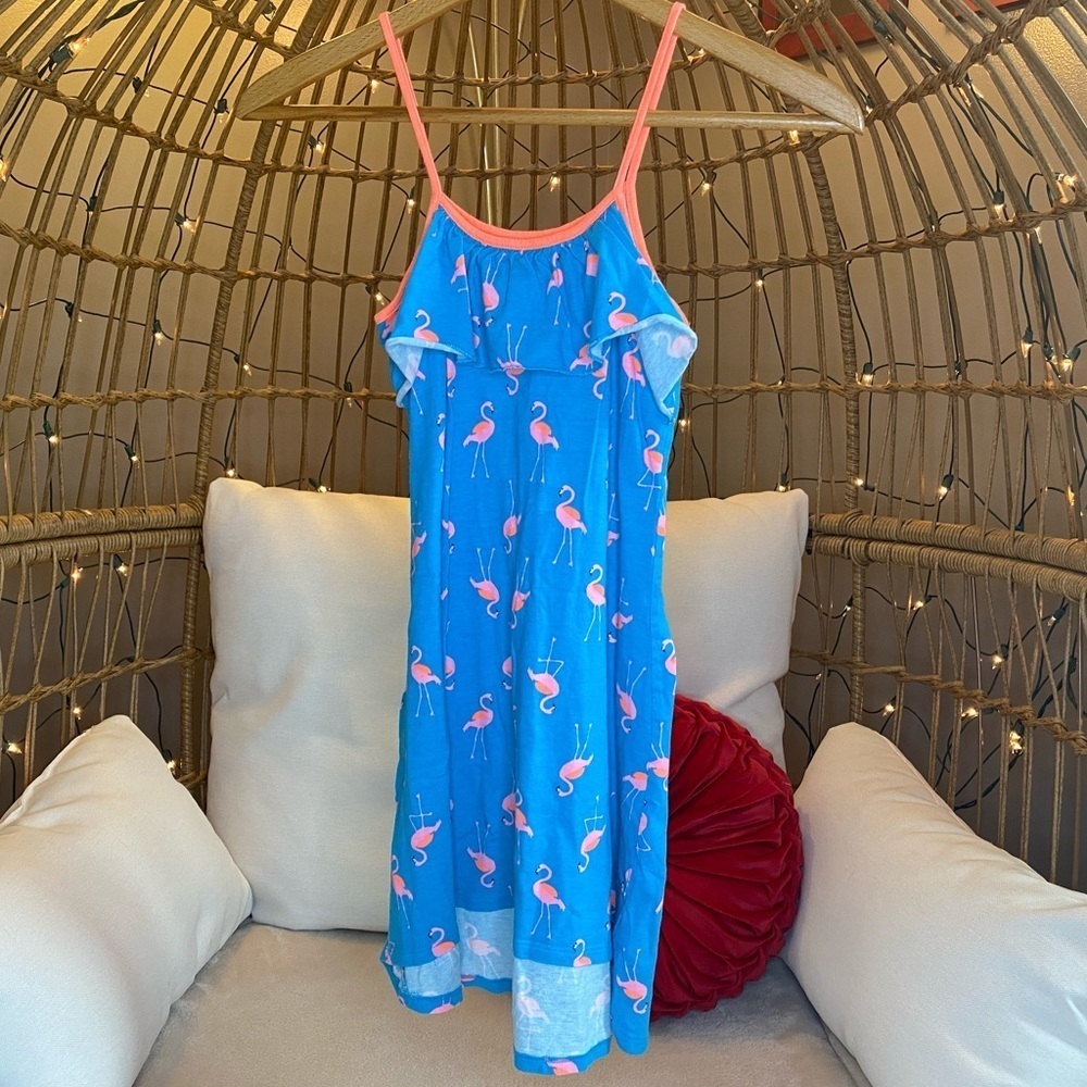 Blue and pink flamingo sundress size 7/8